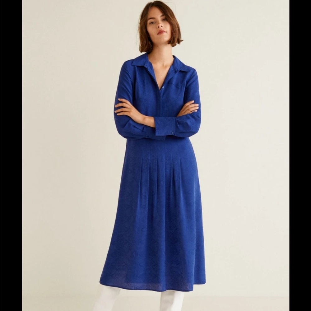Mango Royal Blue snakeskin NWT midi dress XS